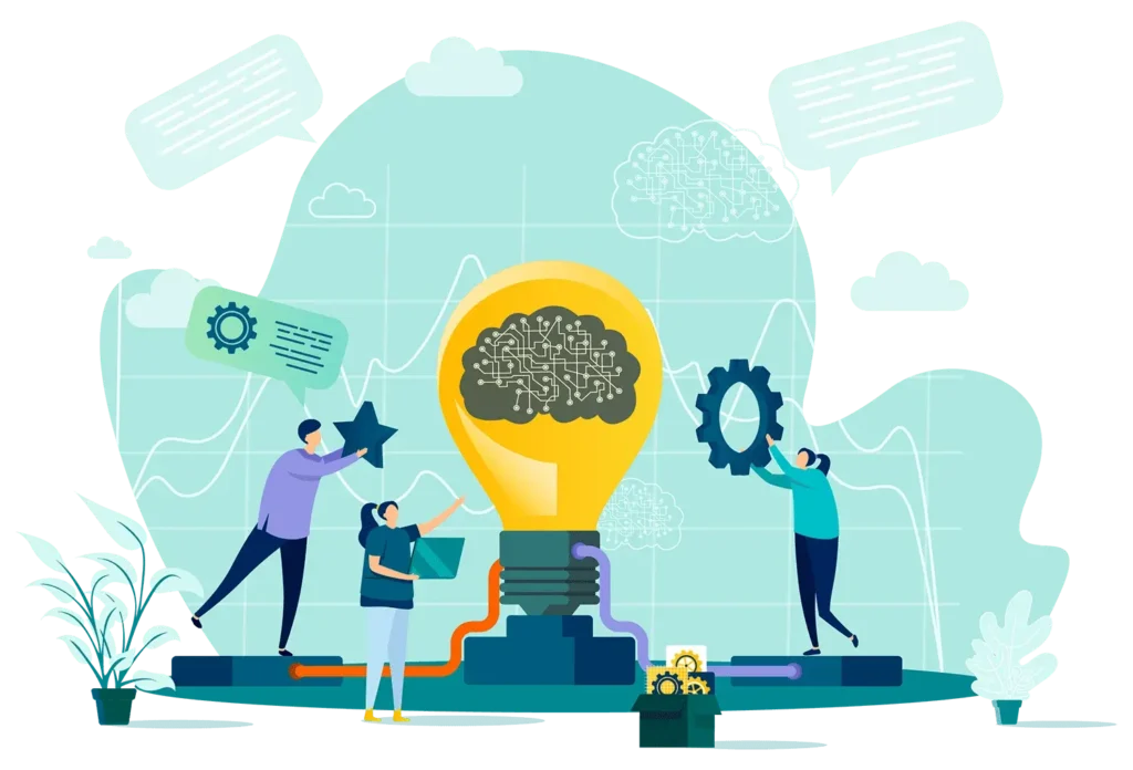 Digital marketing expertise illustration showing strategy, ideas, and business growth